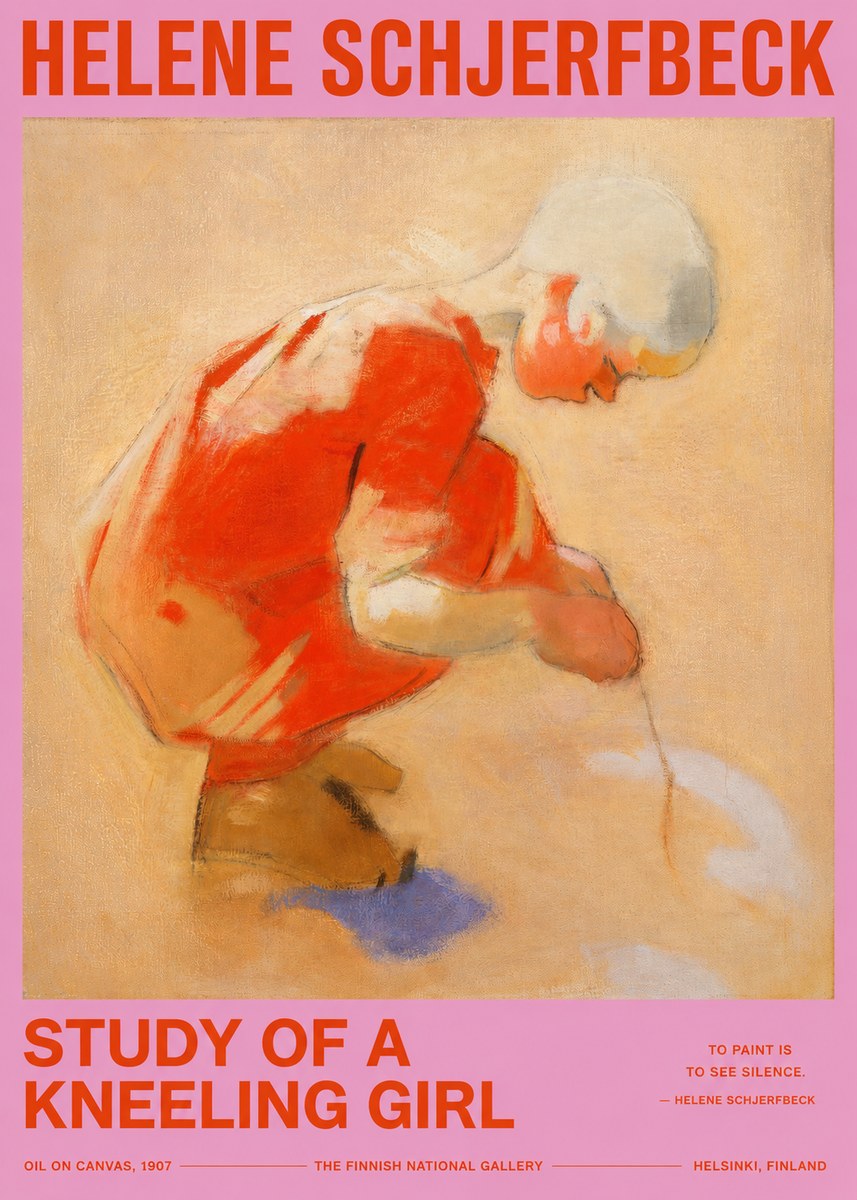 Helene Schjerfbeck Study of a Kneeling Girl No2 - Plakát