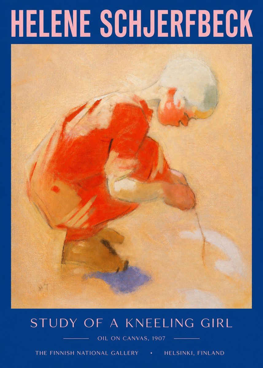 Helene Schjerfbeck Study of a Kneeling Girl No3 - Plakát