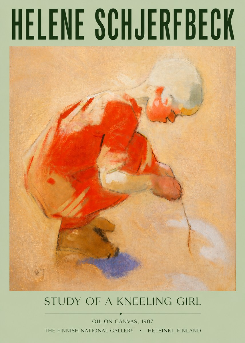 Helene Schjerfbeck Study of a Kneeling Girl No4 - Plakát