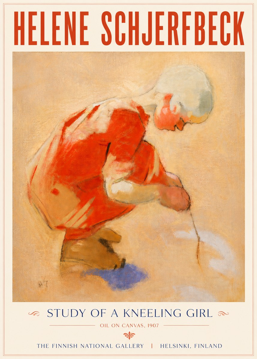 Helene Schjerfbeck Study of a Kneeling Girl No5 - Plakát