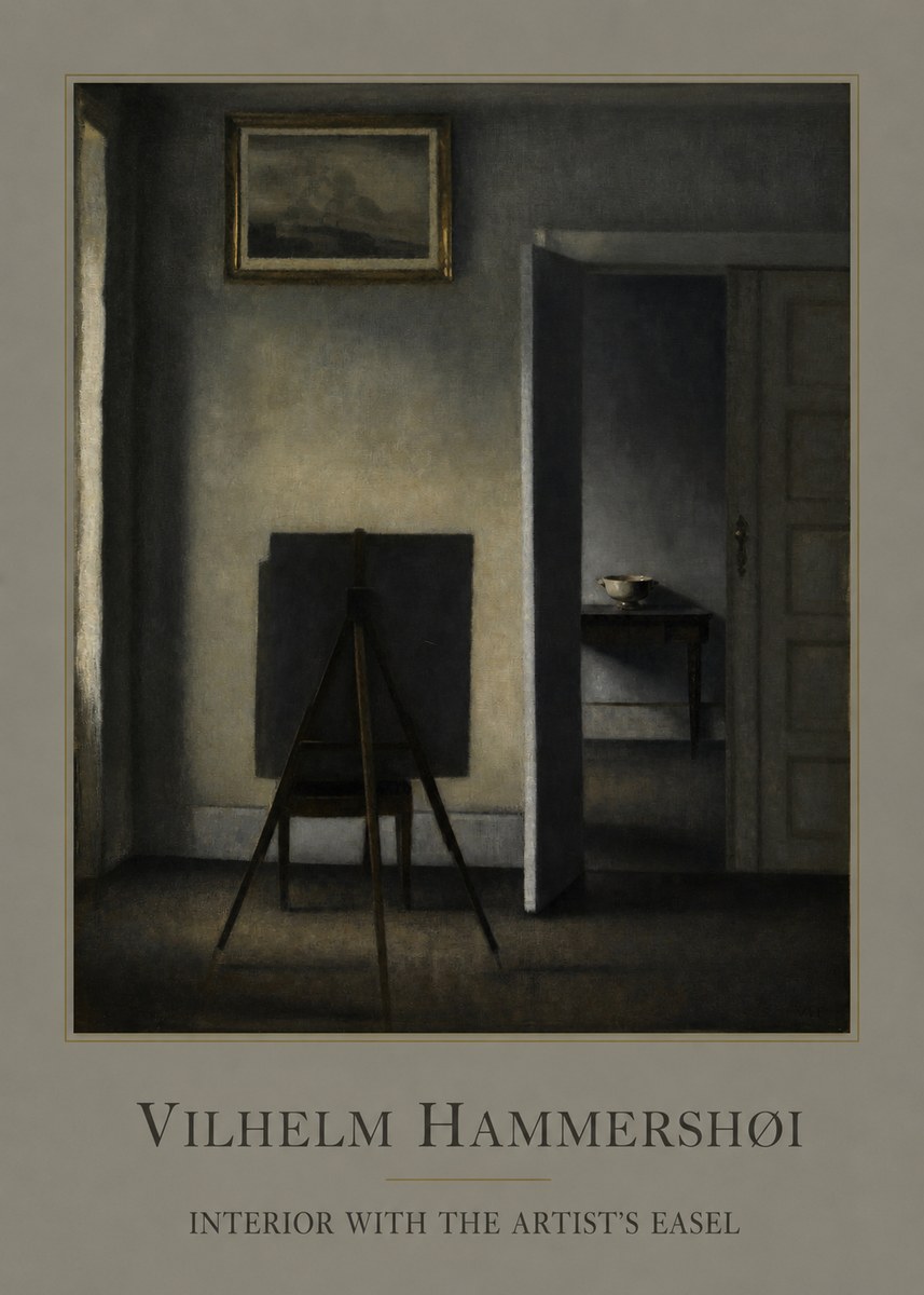 Vilhelm Hammershøi Interior with the Artist's Easel I No1 - Plakát