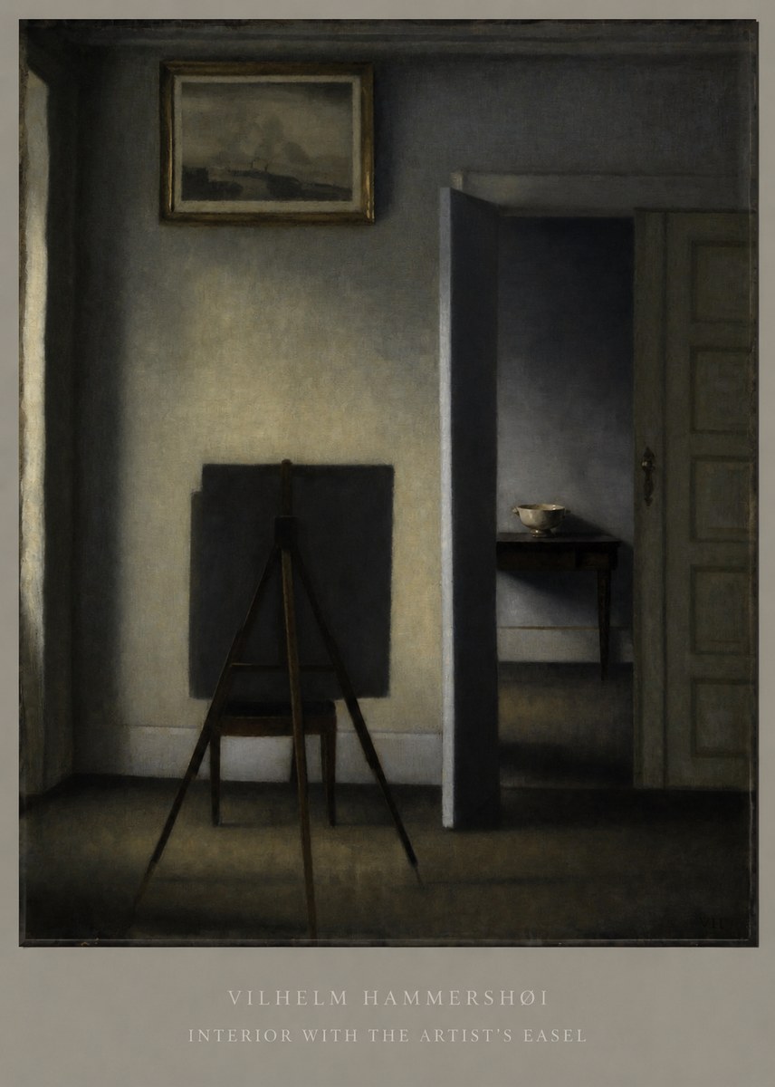 Vilhelm Hammershøi Interior with the Artist's Easel I No6 - Plakát