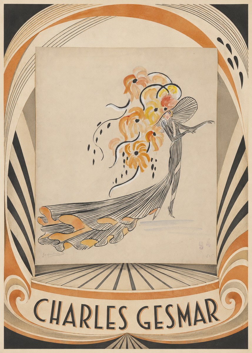 Charles Gesmar Lady with Floral Headdress No4 - Plakát