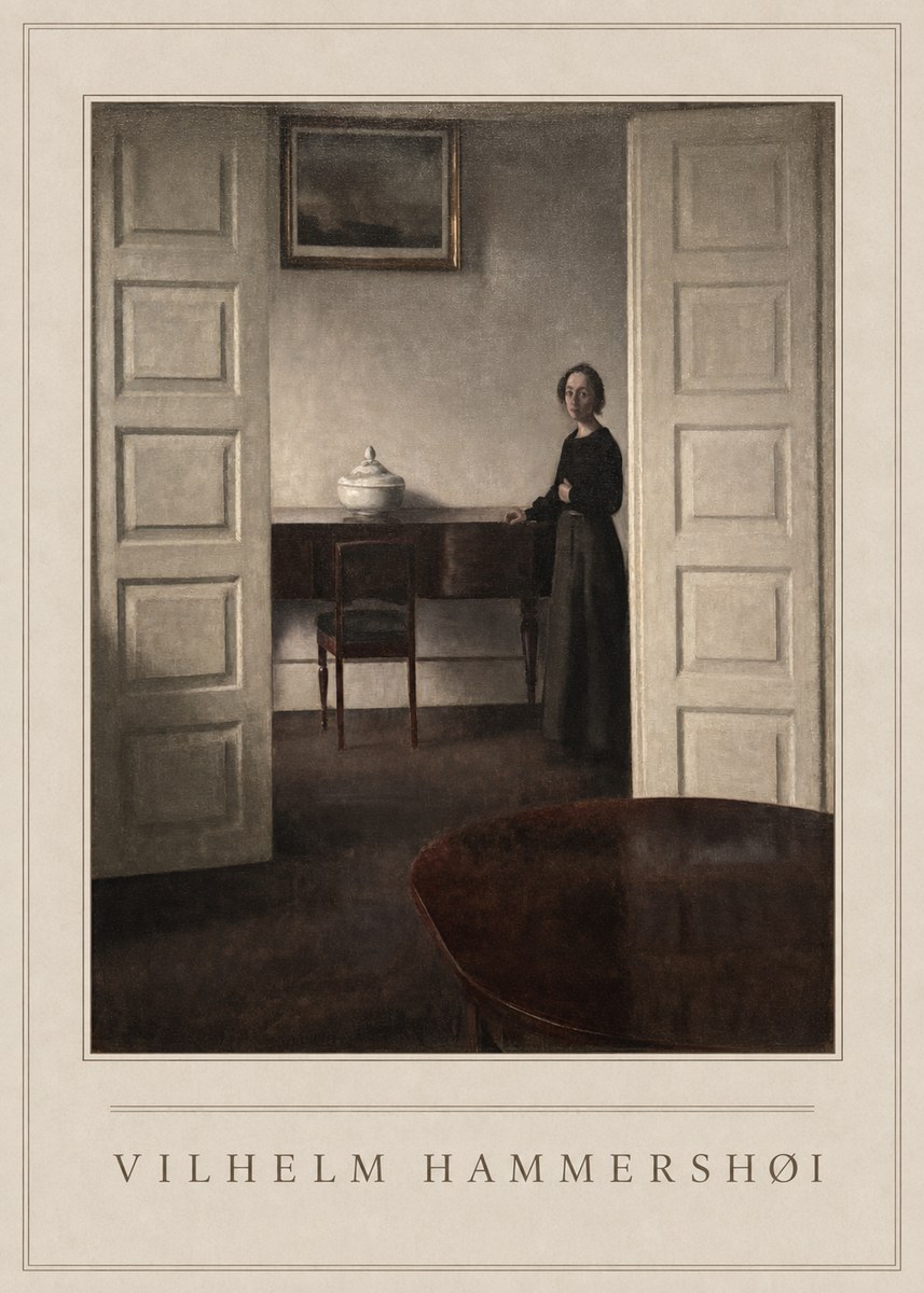 Vilhelm Hammershøi Interior with a Standing Woman No4 - Plakát