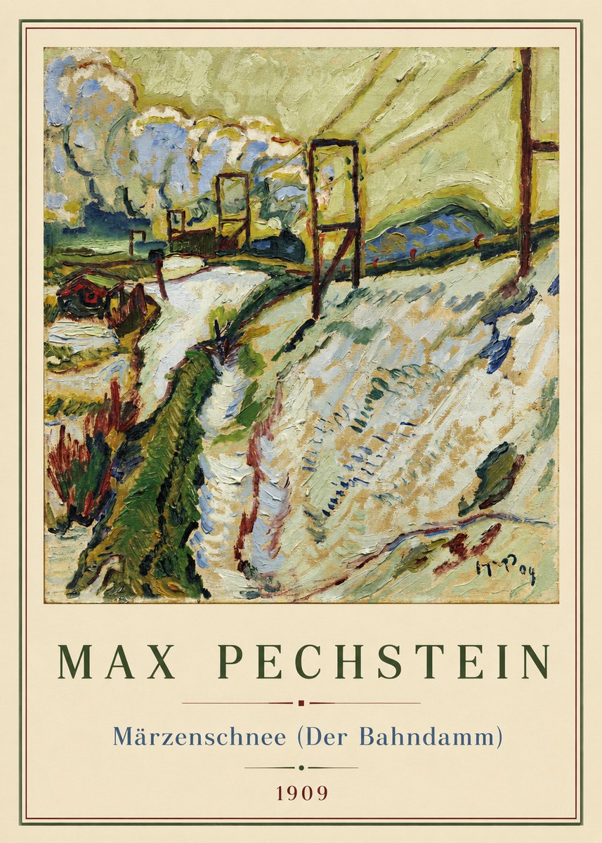 Max Pechstein Märzenschnee (Der Bahndamm) 1909 No2 - Plakát