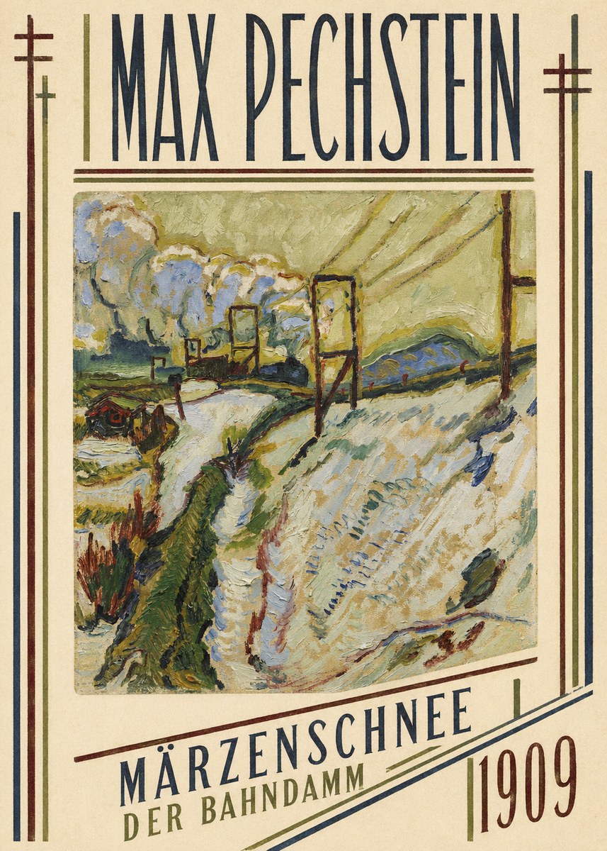 Max Pechstein Märzenschnee (Der Bahndamm) 1909 No5 - Plakát