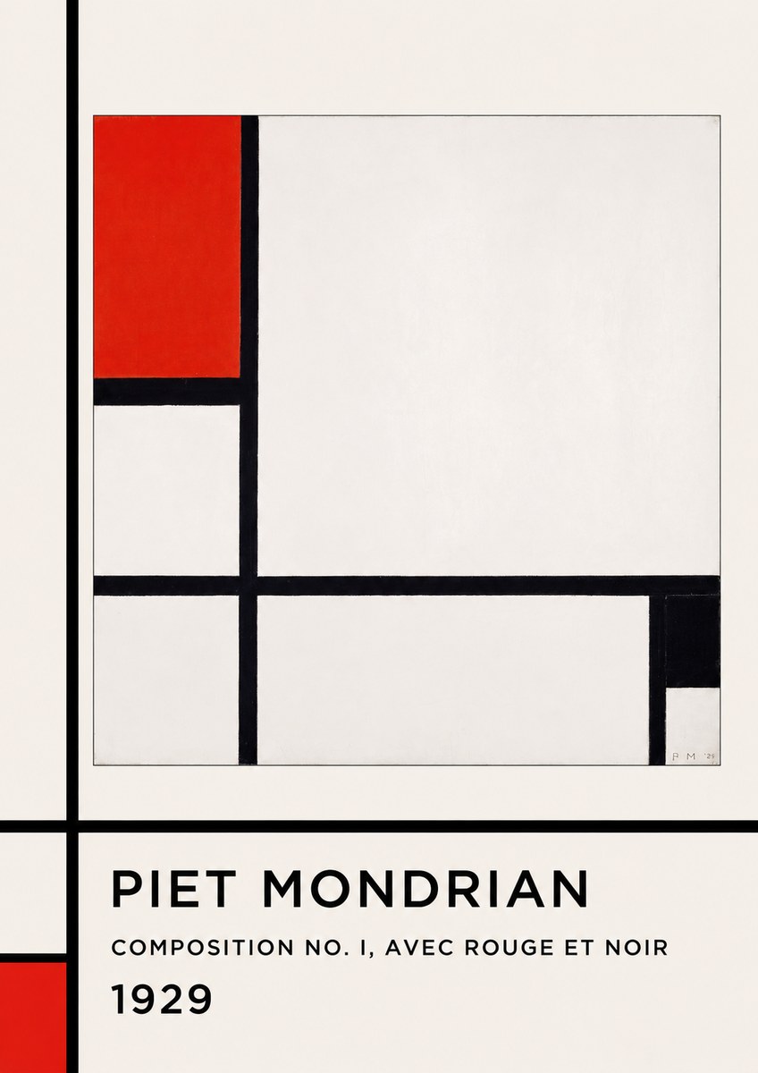 Piet Mondrian Composition No. I, Avec Rouge Et Noir No1 - Plakát