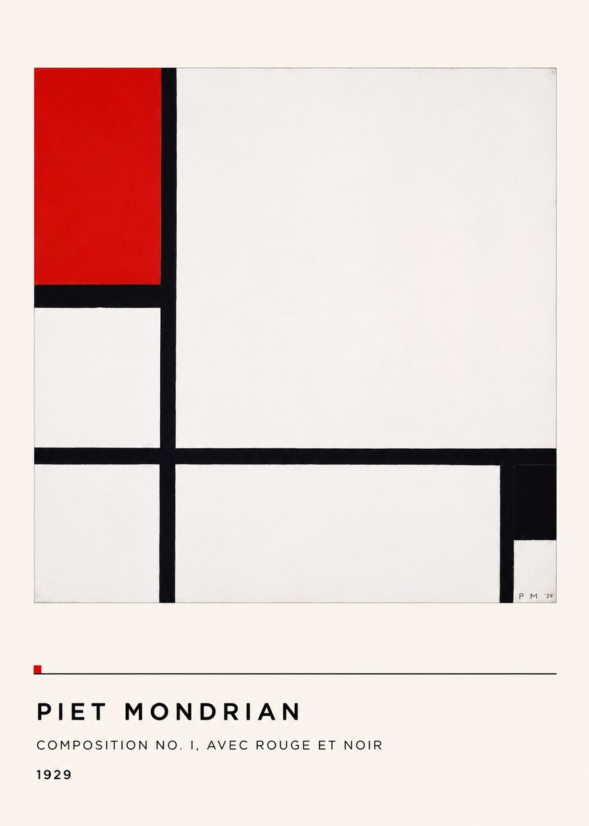 Piet Mondrian Composition No. I, Avec Rouge Et Noir No4 - Plakát