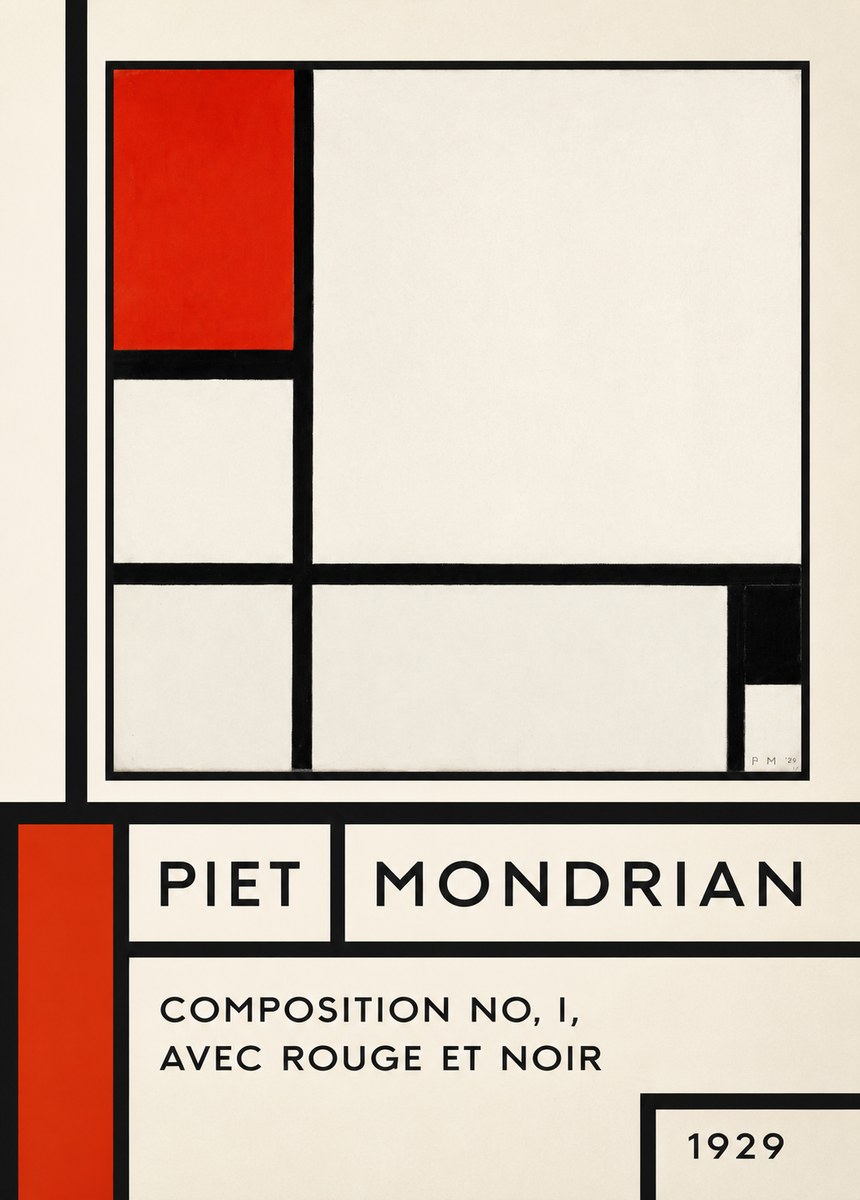 Piet Mondrian Composition No. I, Avec Rouge Et Noir No6 - Plakát