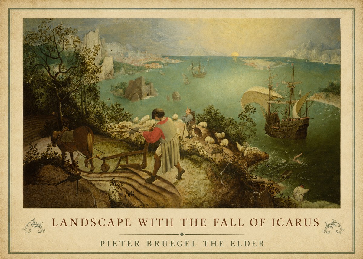 Pieter Bruegel Landscape with the Fall of Icarus II No1 - Plakát
