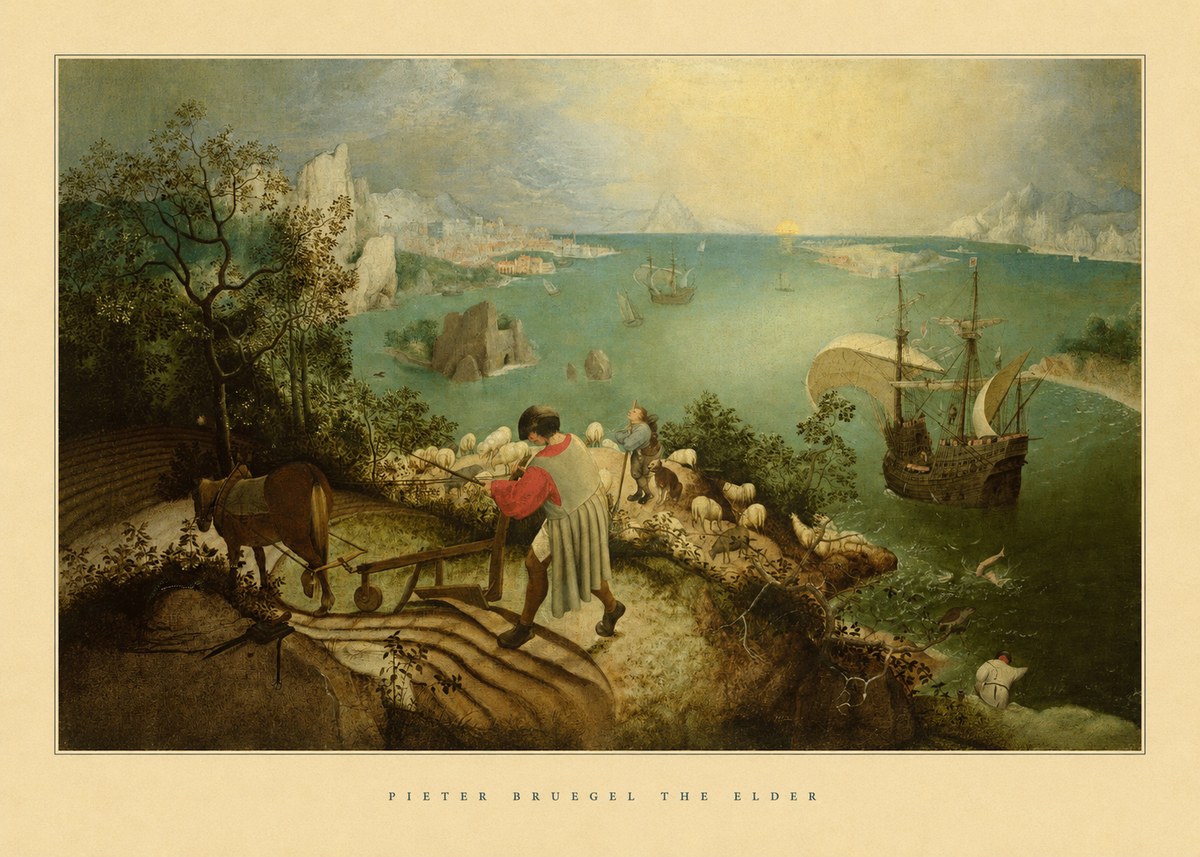 Pieter Bruegel Landscape with the Fall of Icarus II No5 - Plakát