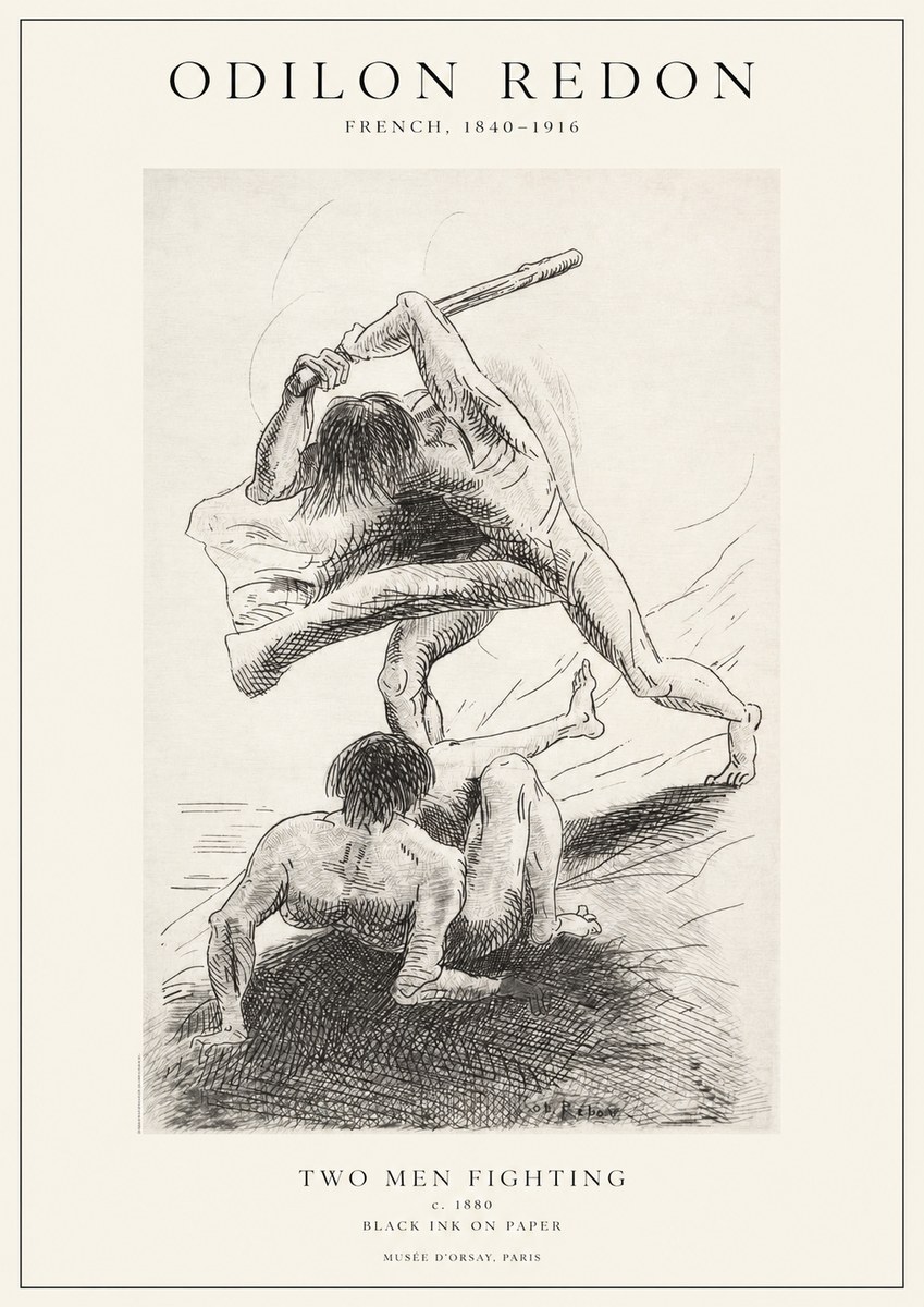 Odilon Redon Two Men Fighting No1 - Plakát
