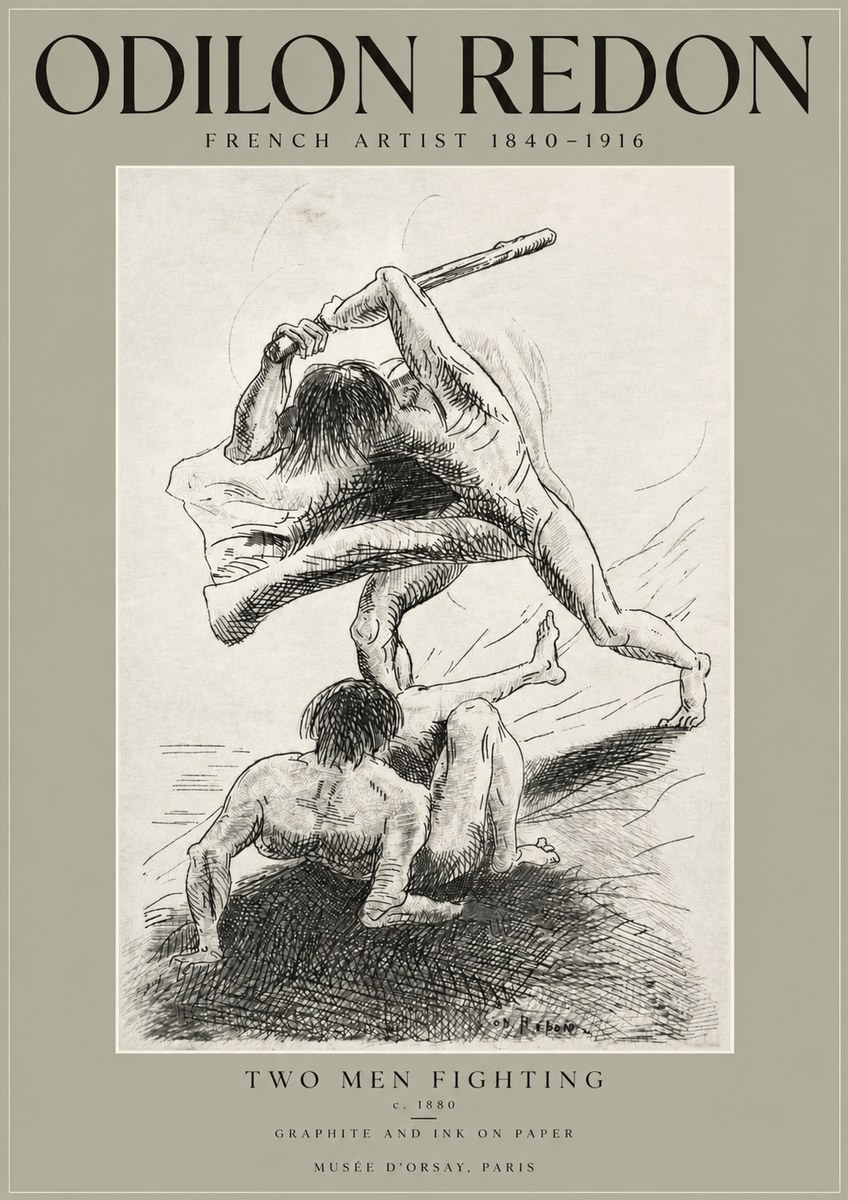Odilon Redon Two Men Fighting No3 - Plakát