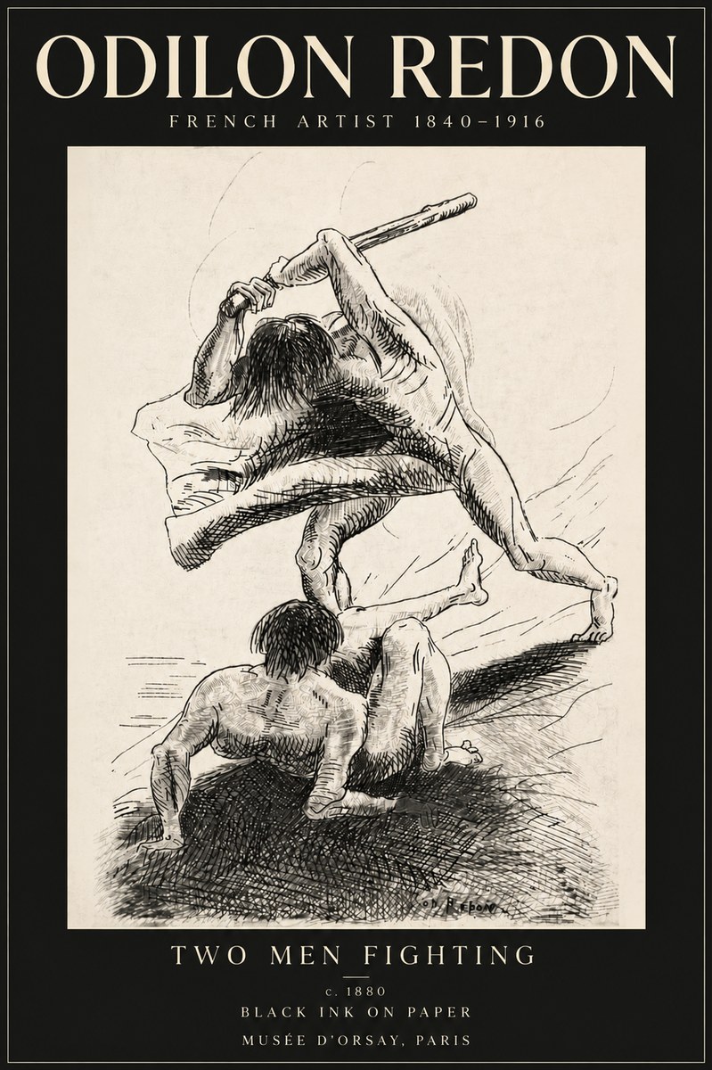 Odilon Redon Two Men Fighting No6 - Plakát