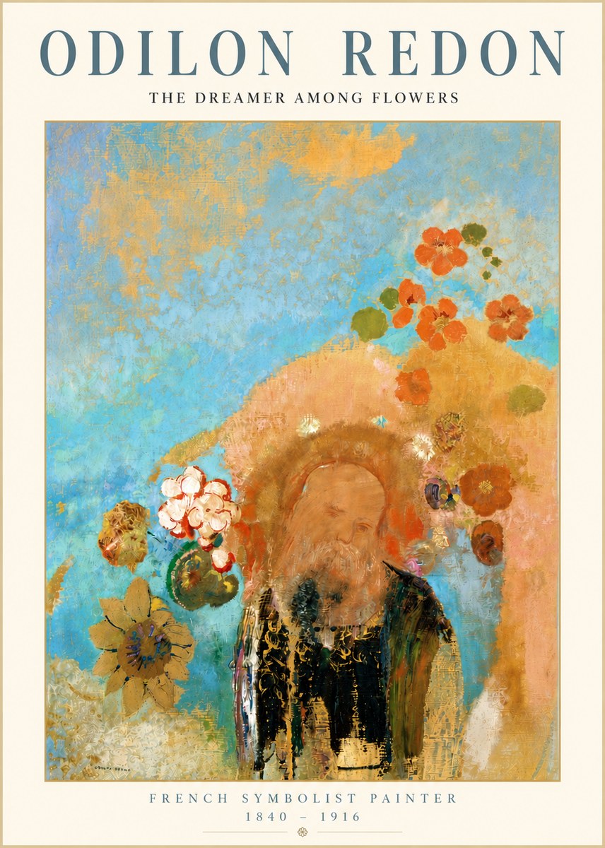 Odilon Redon The Dreamer Among Flowers No4 - Plakát