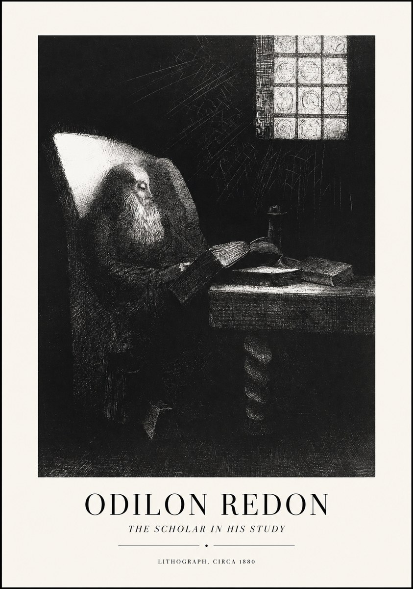 Odilon Redon The Scholar in His Study No1 - Plakát
