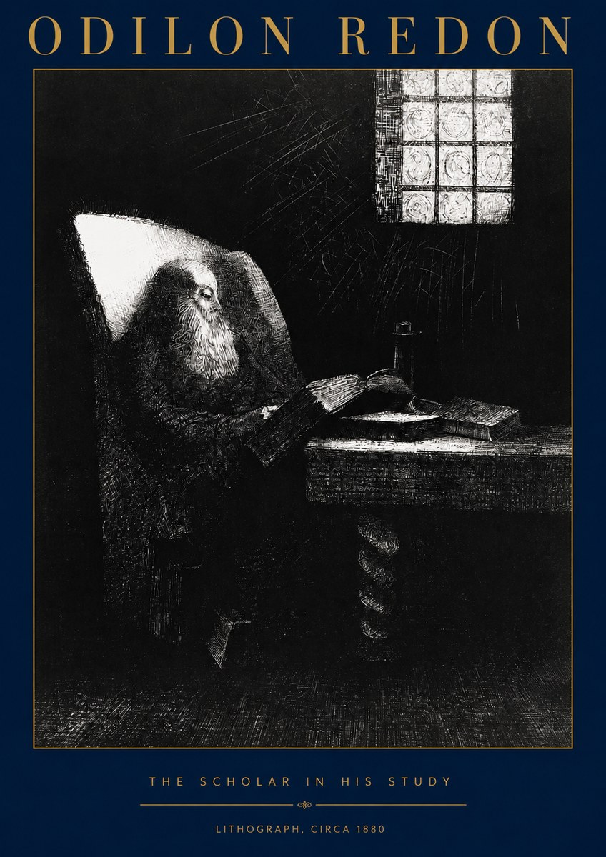Odilon Redon The Scholar in His Study No2 - Plakát