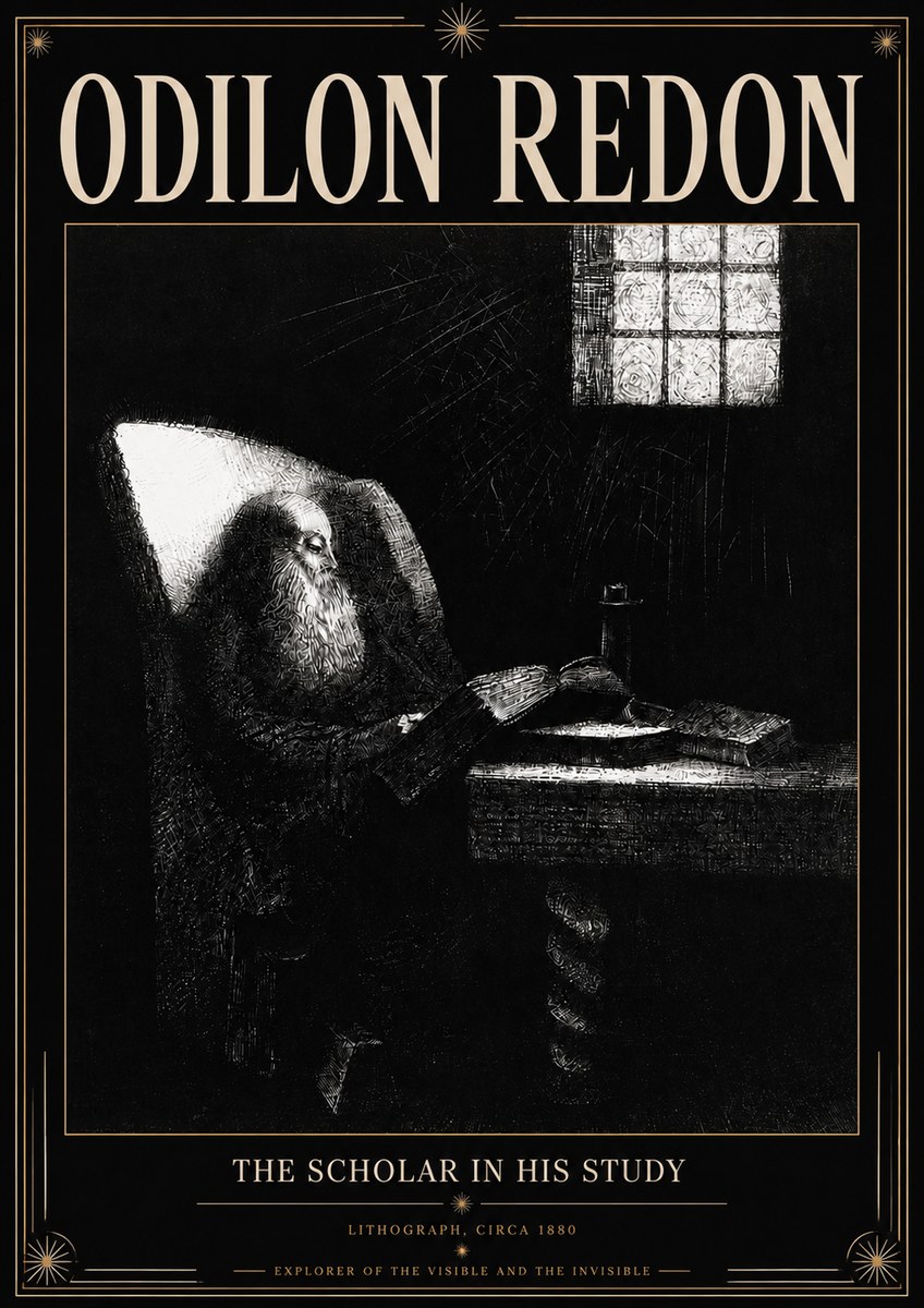 Odilon Redon The Scholar in His Study No3 - Plakát