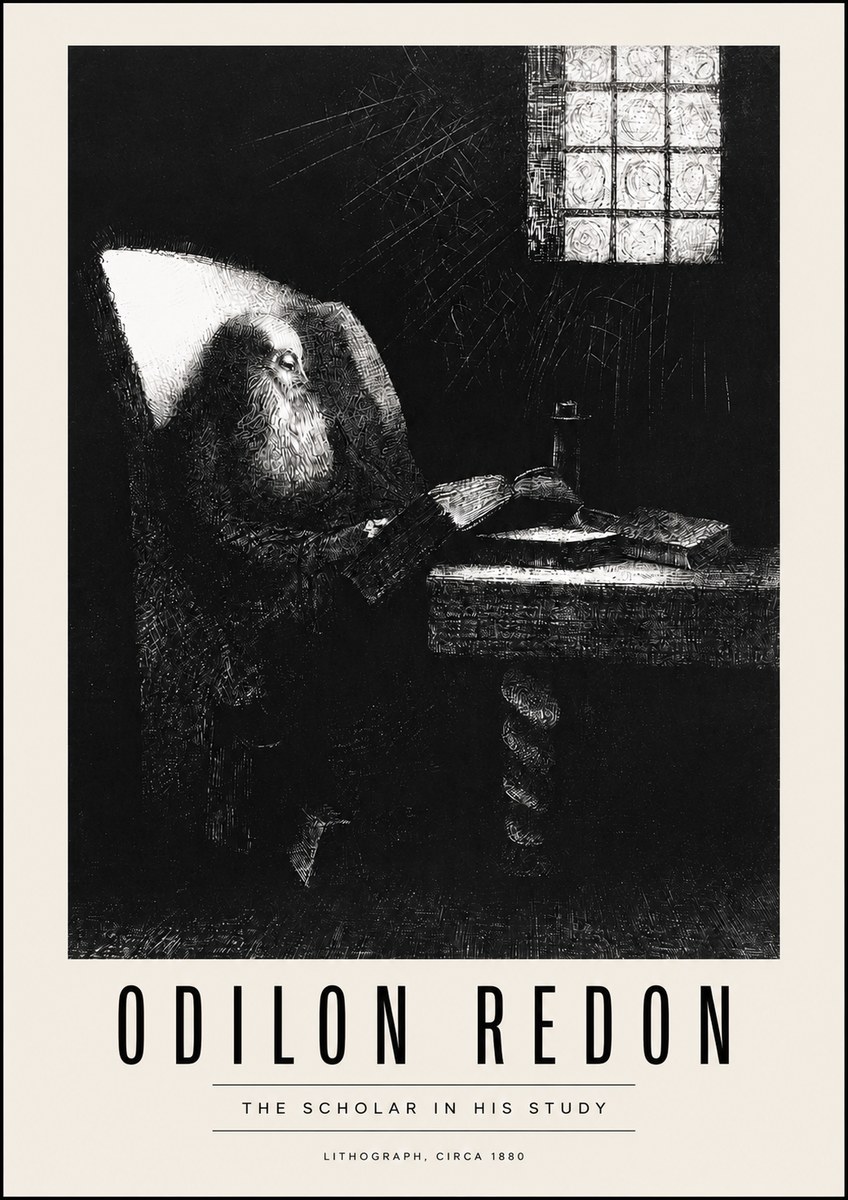 Odilon Redon The Scholar in His Study No4 - Plakát