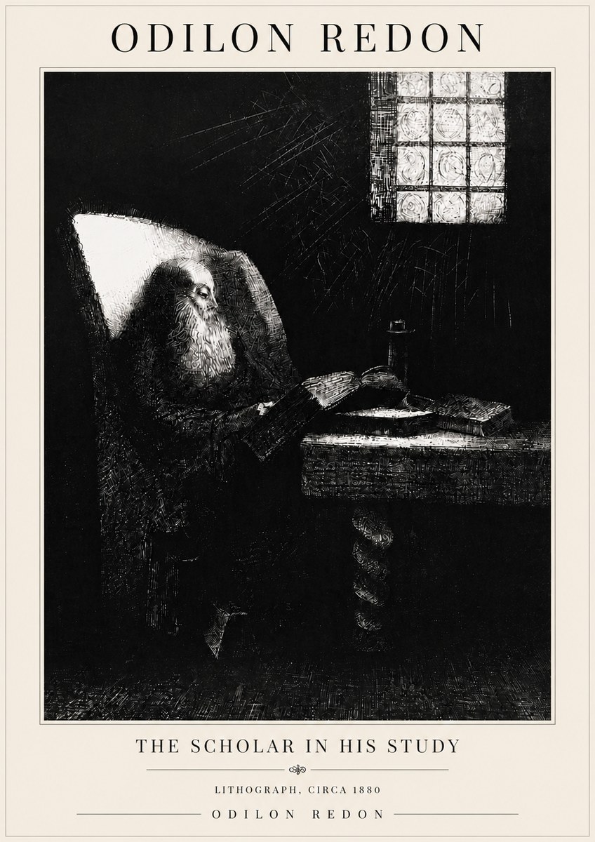 Odilon Redon The Scholar in His Study No6 - Plakát