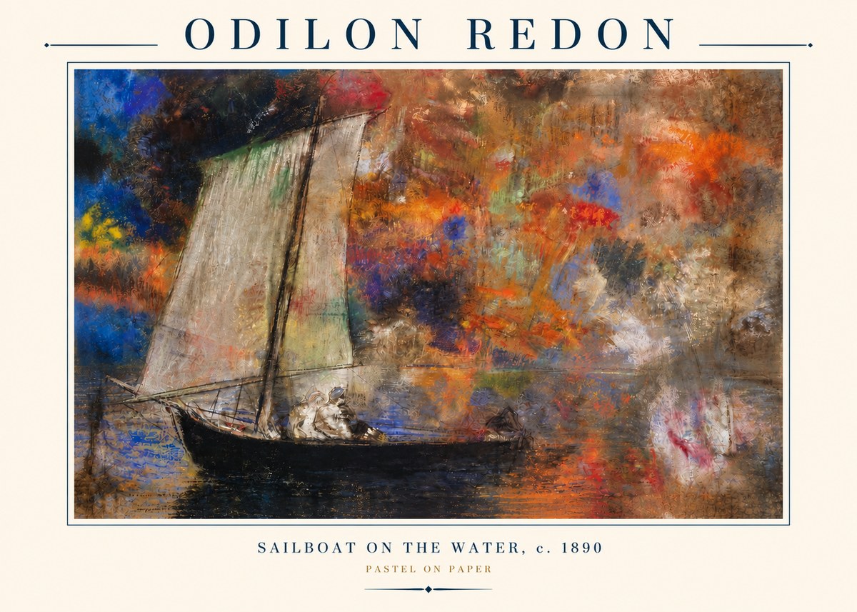 Odilon Redon Sailboat on the Water No3 - Plakát