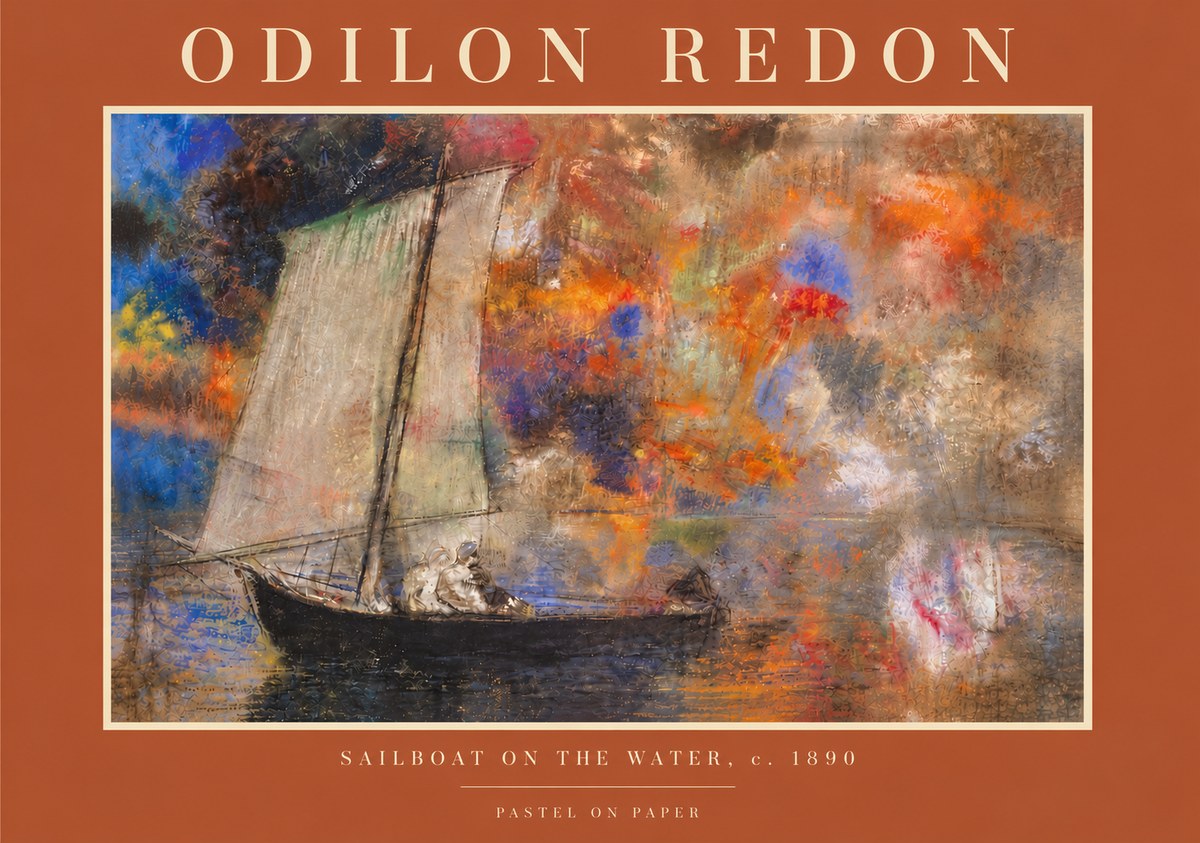 Odilon Redon Sailboat on the Water No6 - Plakát