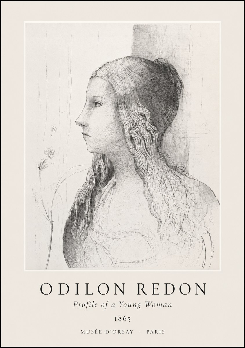 Odilon Redon Profile of a Young Woman No1 - Plakát