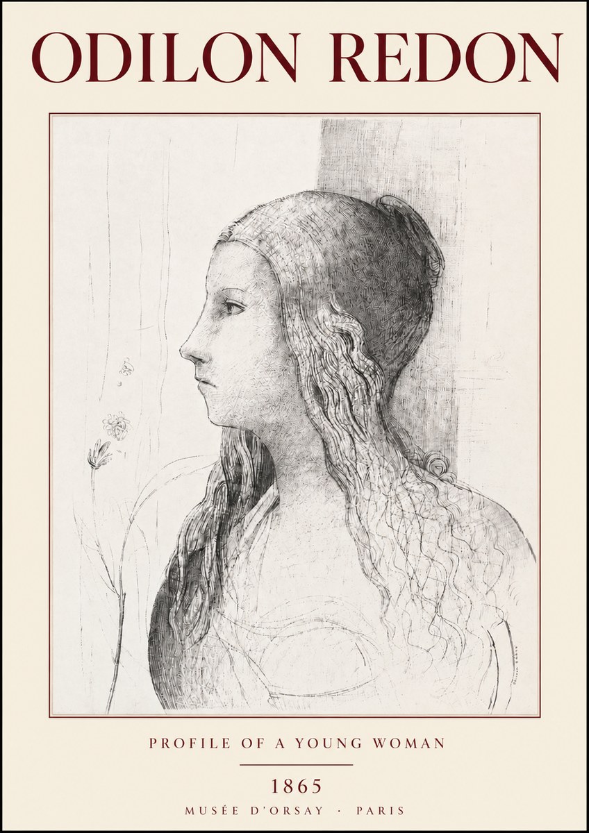 Odilon Redon Profile of a Young Woman No3 - Plakát