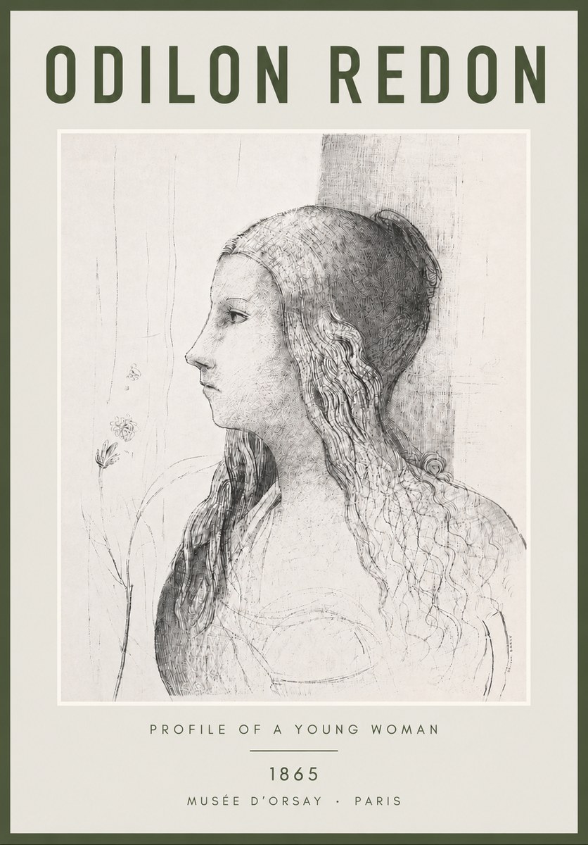 Odilon Redon Profile of a Young Woman No4 - Plakát