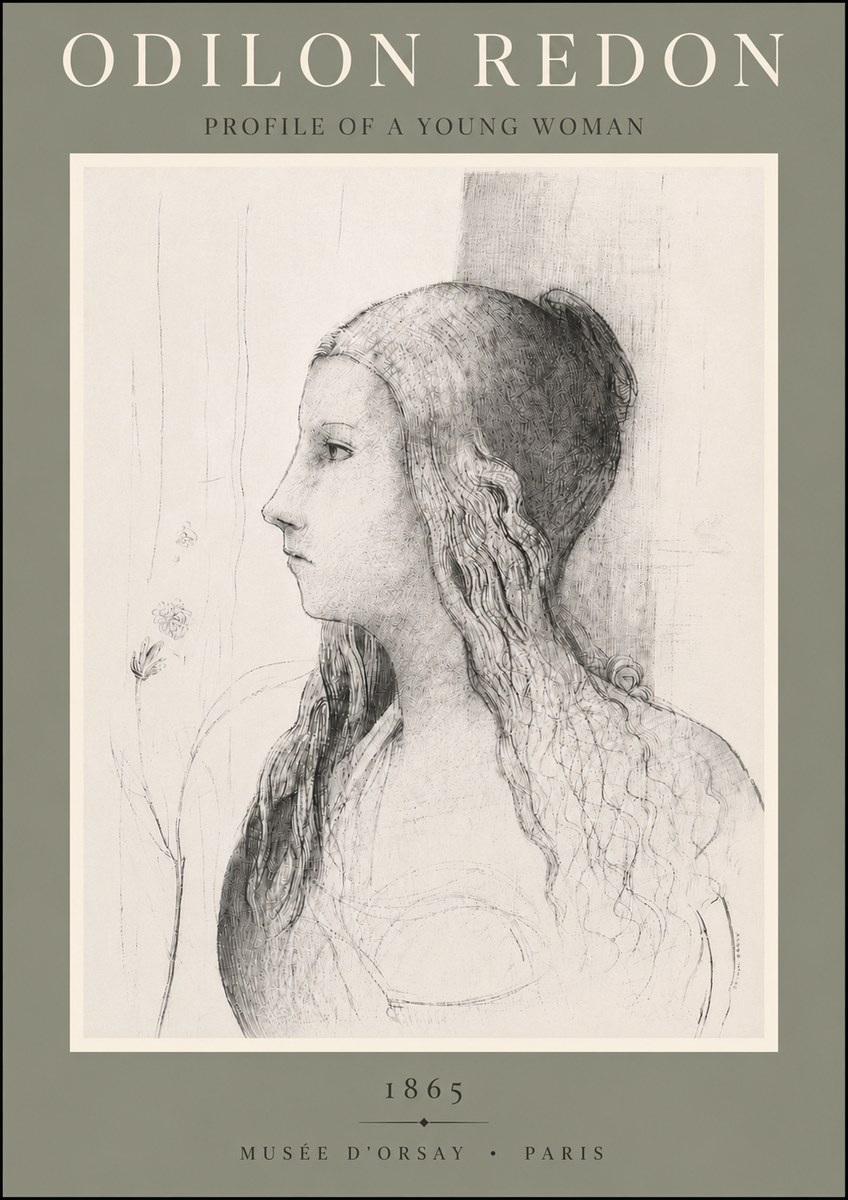 Odilon Redon Profile of a Young Woman No5 - Plakát