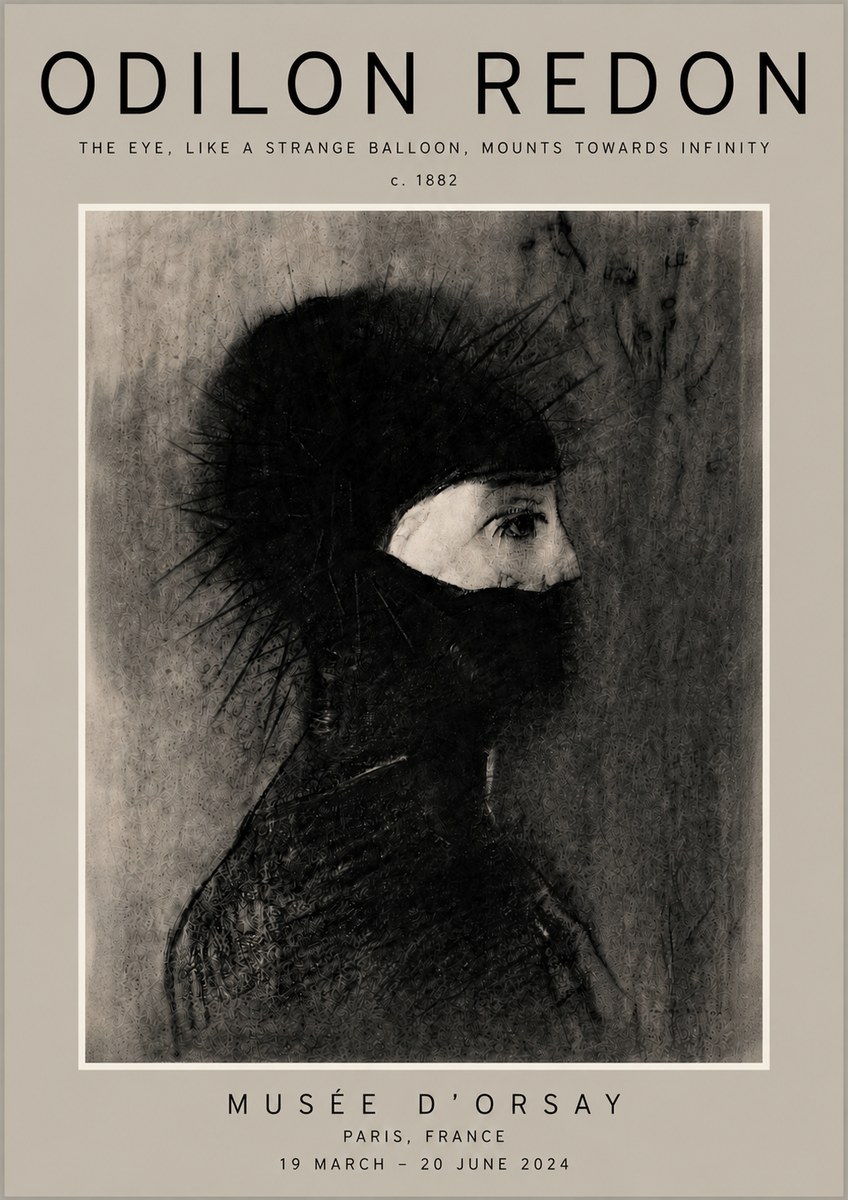 Odilon Redon The Eye, Like a Strange Balloon, Mounts Towards Infinity No4 - Plakát