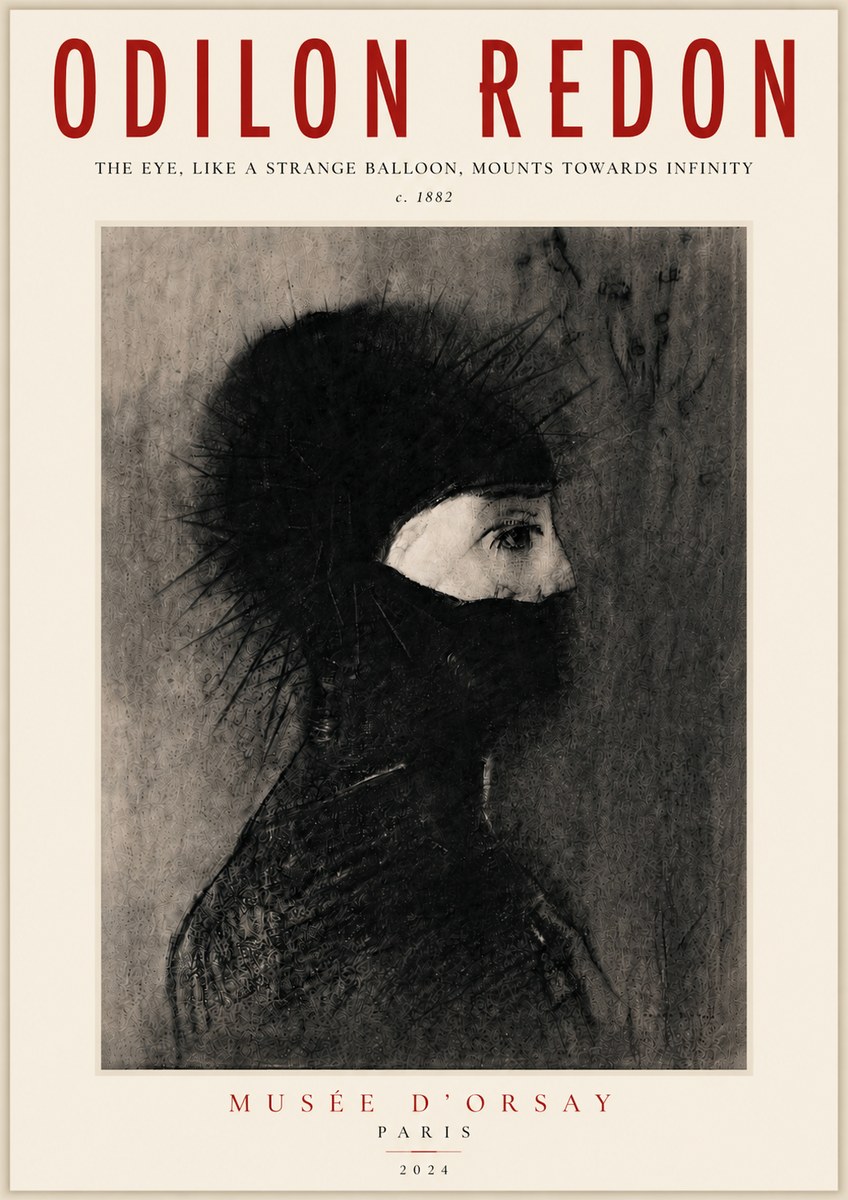 Odilon Redon The Eye, Like a Strange Balloon, Mounts Towards Infinity No5 - Plakát