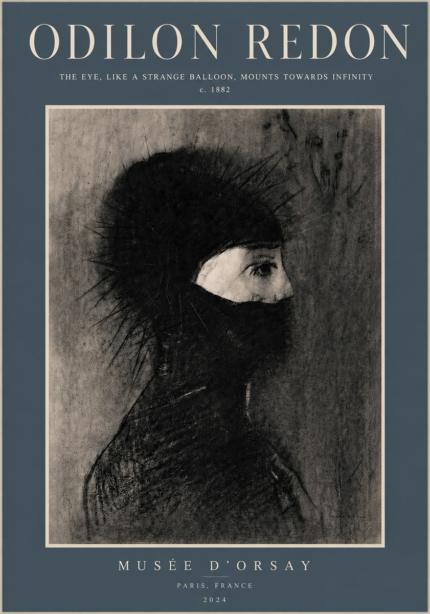 Odilon Redon The Eye, Like a Strange Balloon, Mounts Towards Infinity No6 - Plakát
