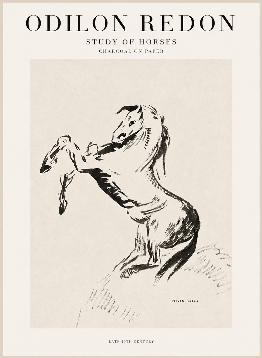 Odilon Redon Study of Horses No1 - Plakát