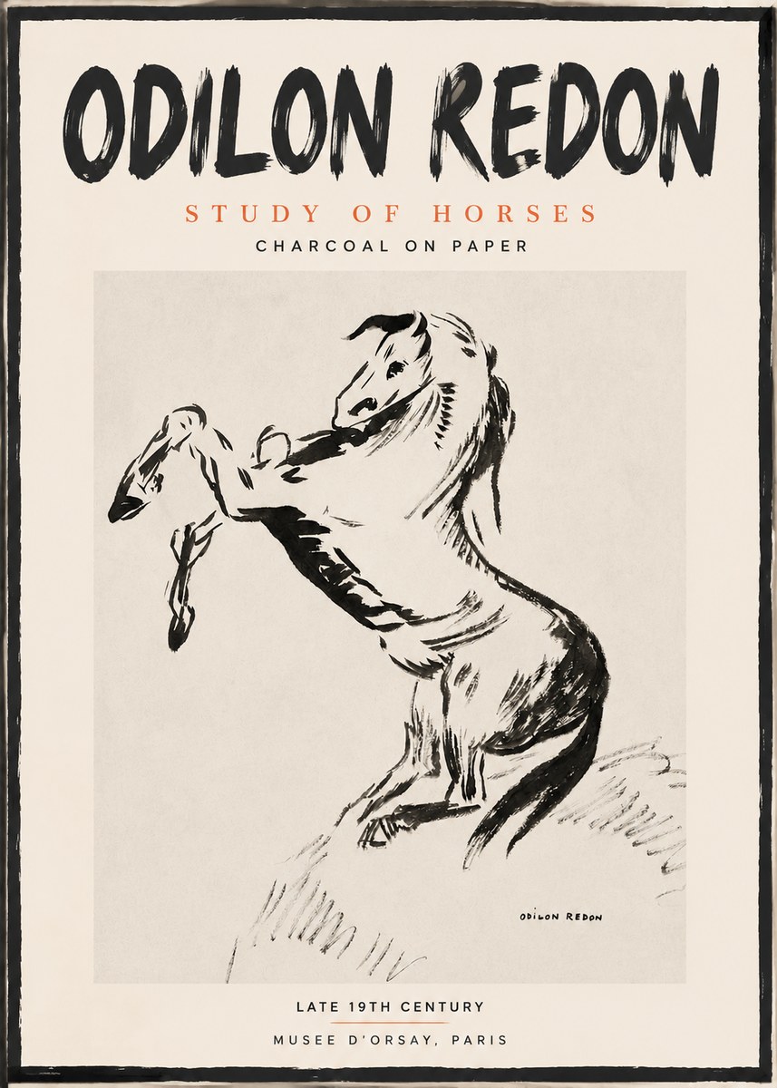 Odilon Redon Study of Horses No2 - Plakát