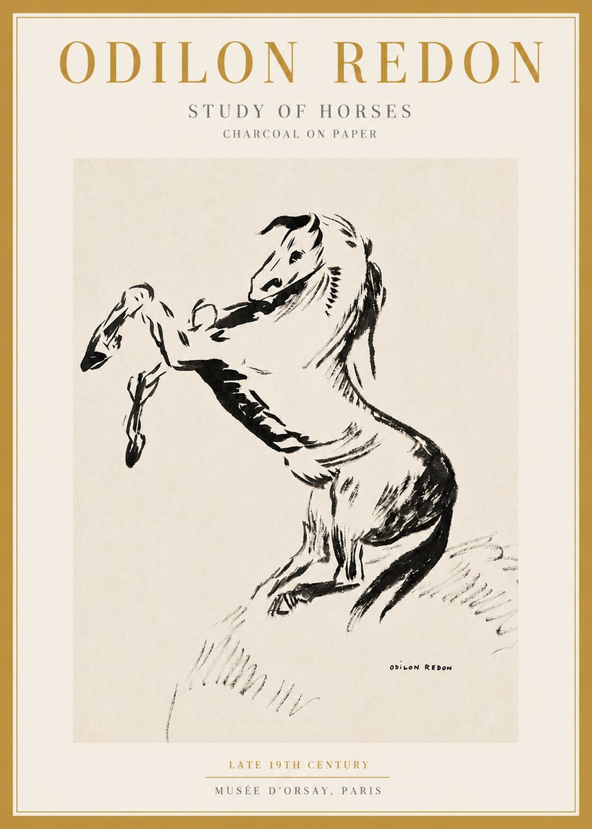 Odilon Redon Study of Horses No3 - Plakát