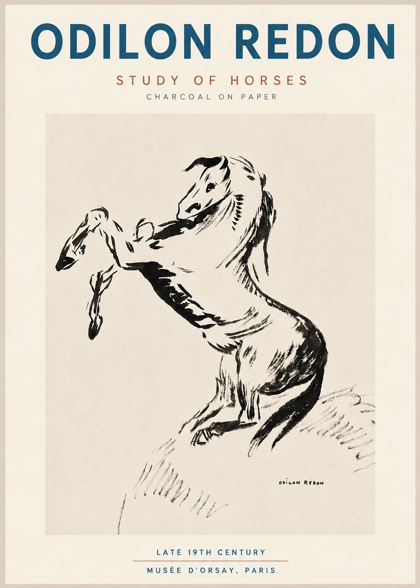 Odilon Redon Study of Horses No4 - Plakát