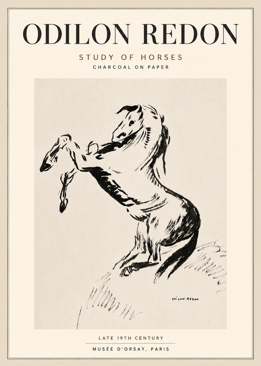 Odilon Redon Study of Horses No5 - Plakát