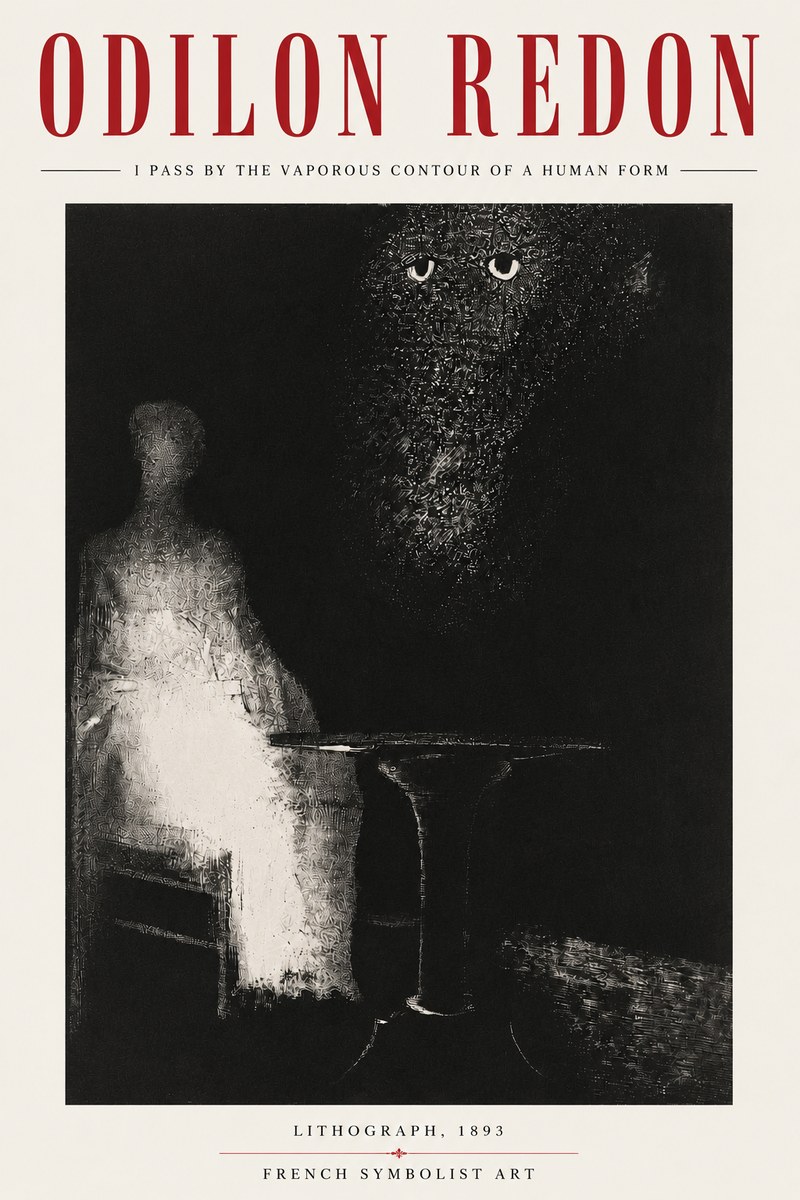 Odilon Redon I Pass by the Vaporous Contour of a Human Form No4 - Plakát