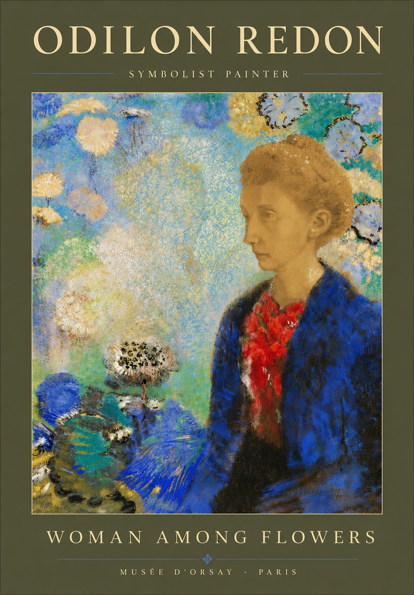 Odilon Redon Woman Among Flowers No5 - Plakát