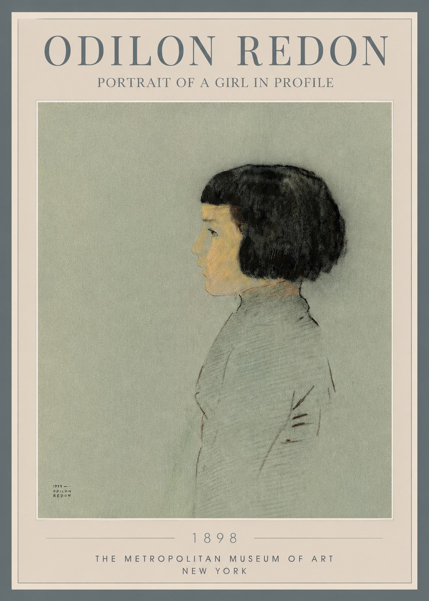 Odilon Redon Portrait of a Girl in Profile No3 - Plakát