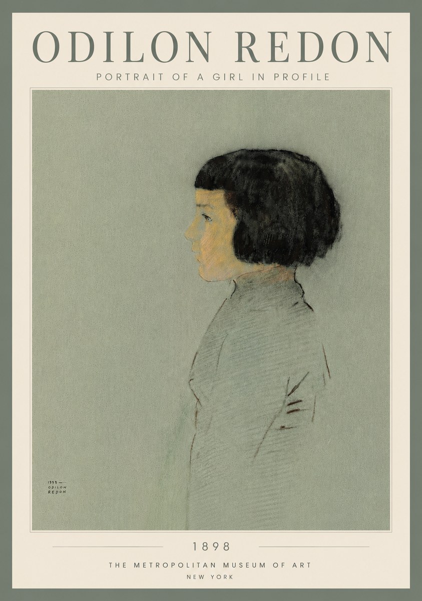 Odilon Redon Portrait of a Girl in Profile No4 - Plakát