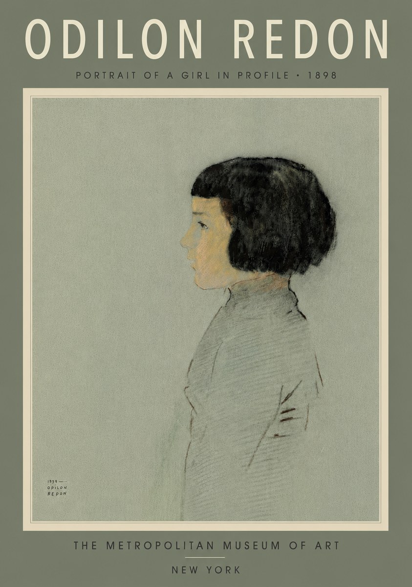 Odilon Redon Portrait of a Girl in Profile No6 - Plakát