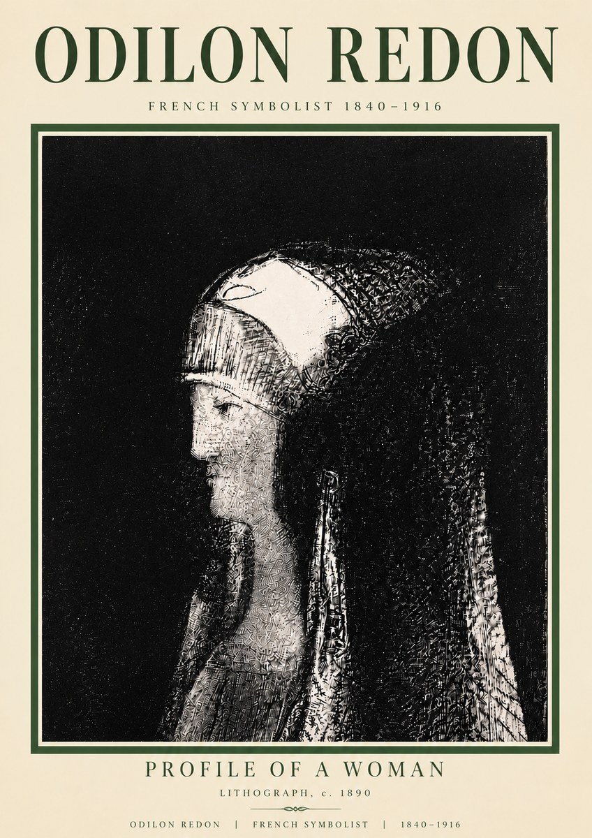 Odilon Redon Profile of a Woman No5 - Plakát