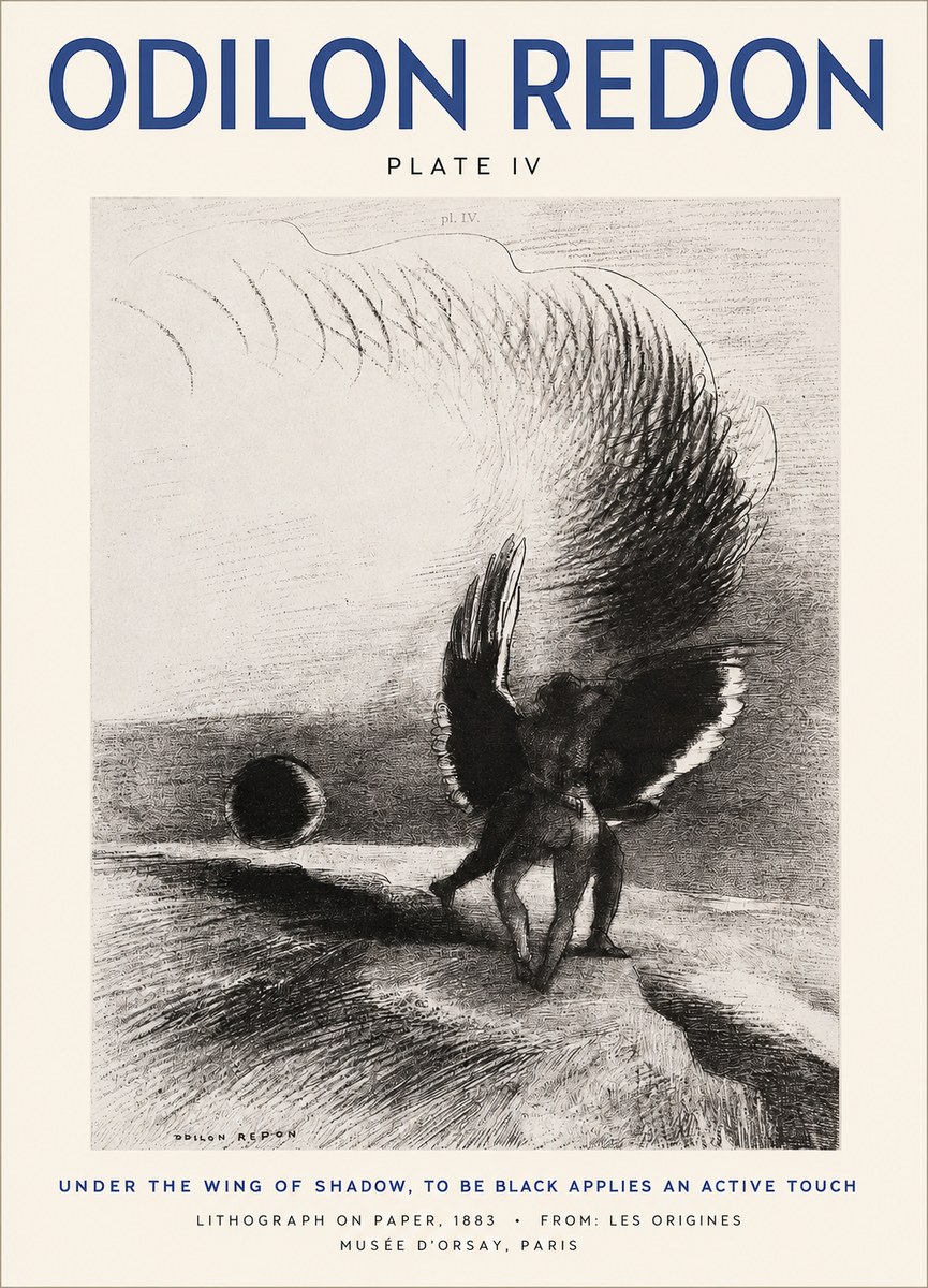 Odilon Redon Sous L'aile D'ombre L'être Noir Appliquait Une Active Morsure Plate Iv No2 - Plakát