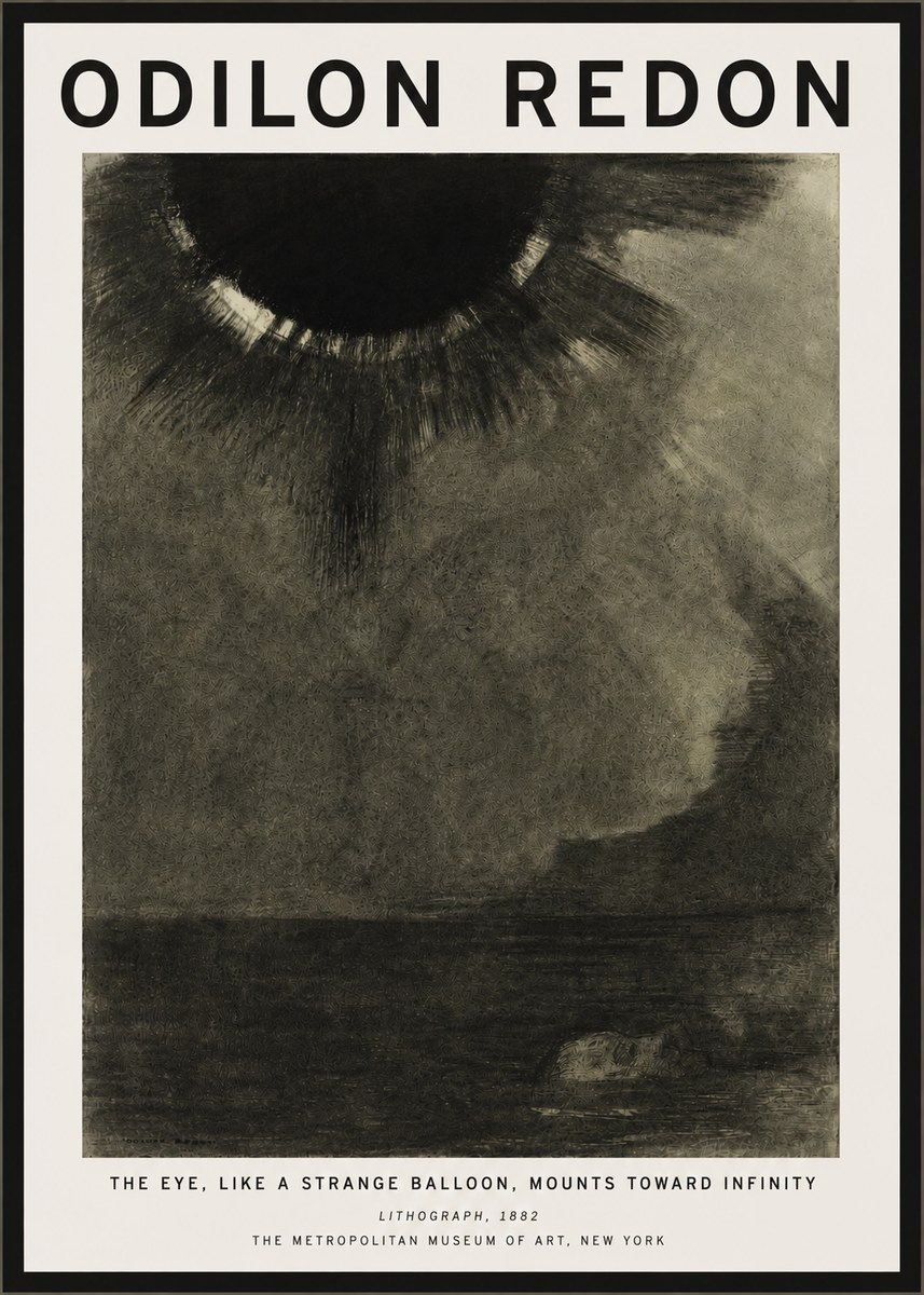 Odilon Redon The Eye, Like a Strange Balloon, Mounts Toward Infinity No5 - Plakát