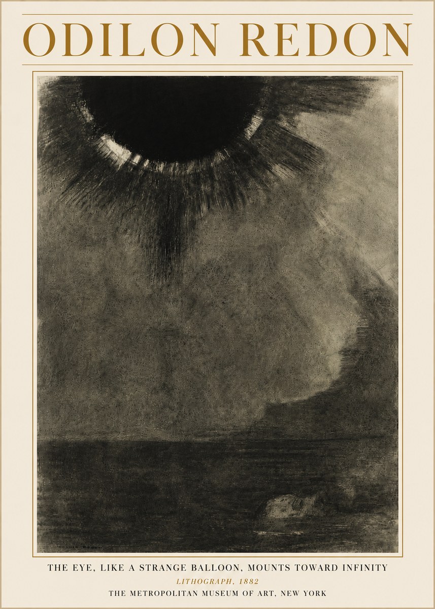 Odilon Redon The Eye, Like a Strange Balloon, Mounts Toward Infinity No6 - Plakát