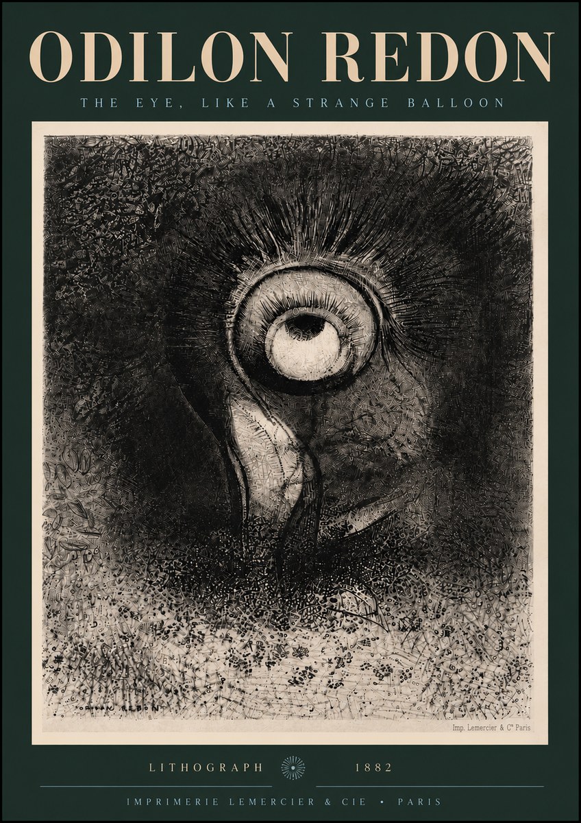 Odilon Redon The Eye, Like a Strange Balloon No5 - Plakát