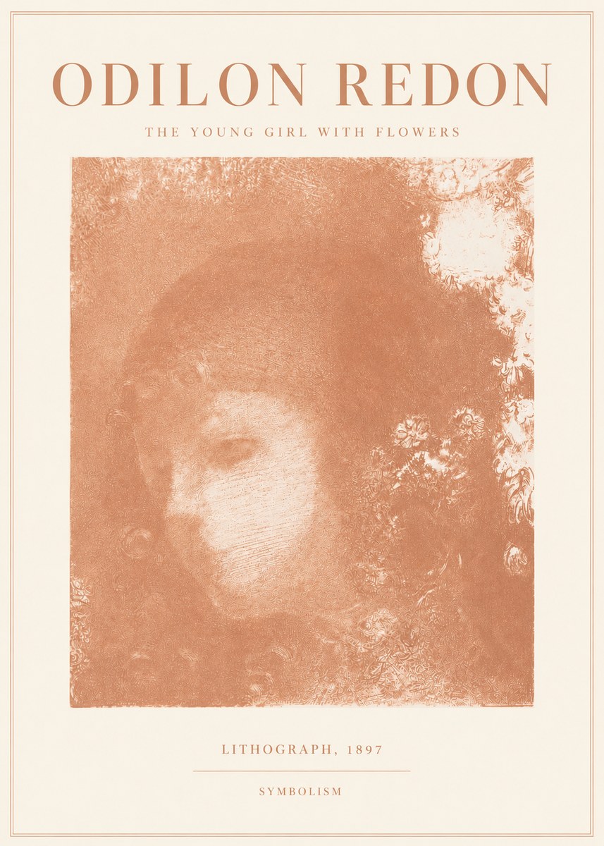 Odilon Redon The Young Girl with Flowers No3 - Plakát