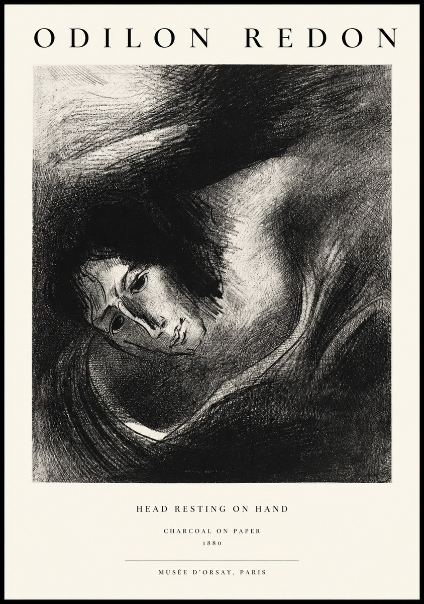 Odilon Redon Head Resting on Hand No1 - Plakát